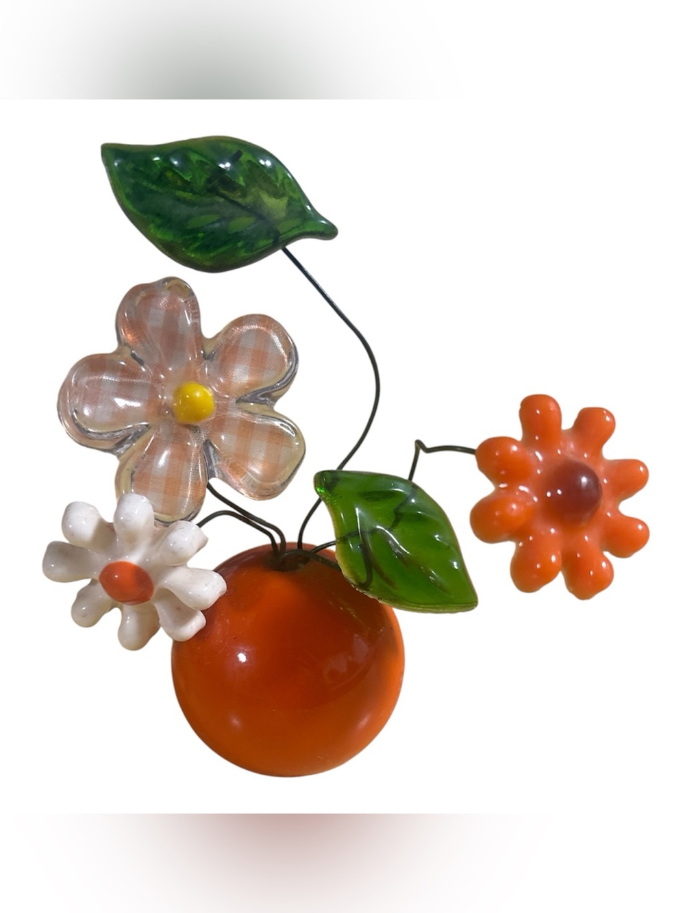 Gamut Designs Handcrafted Floral Sculpture Orange & Green